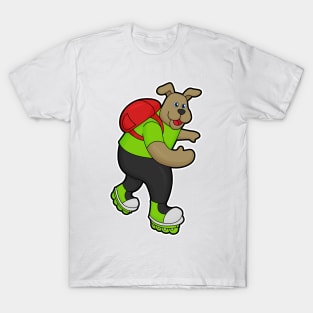 Dog as Skater with Inline skates & Backpack T-Shirt